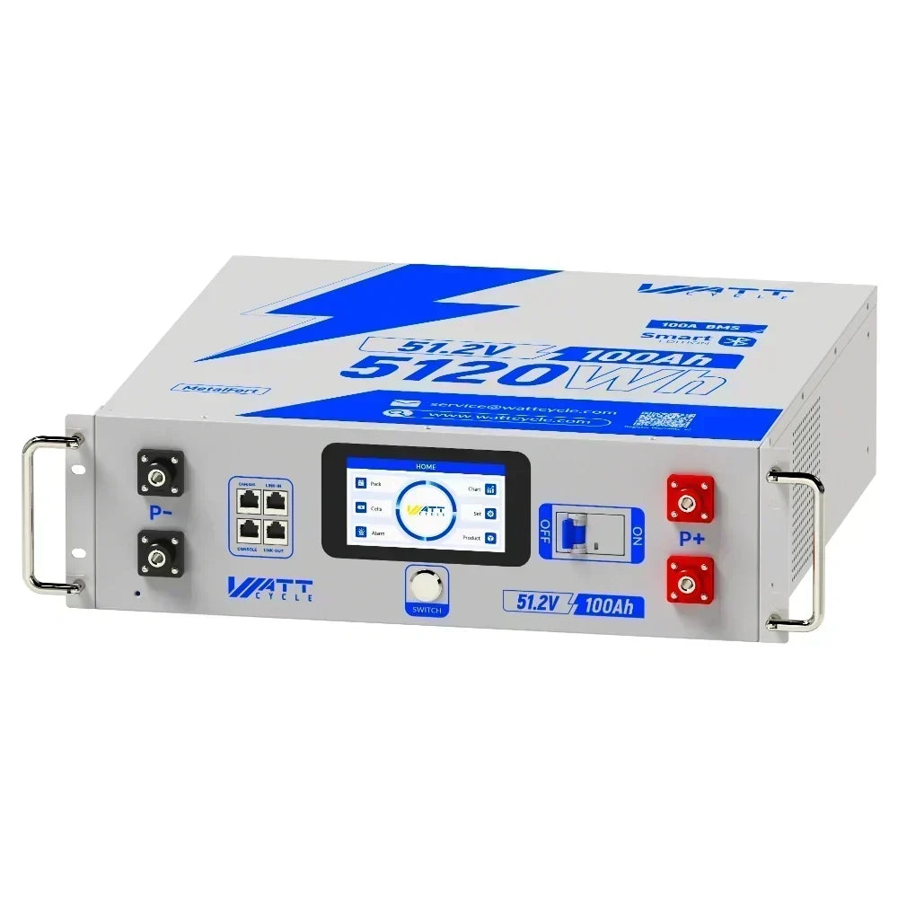 48V 100Ah LiFePO4 Server Rack Battery 5120Wh – Solar Battery Storage for Off-Grid & Home Backup