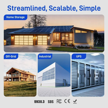 48V 100Ah LiFePO4 Server Rack Battery 5120Wh – Solar Battery Storage for Off-Grid & Home Backup