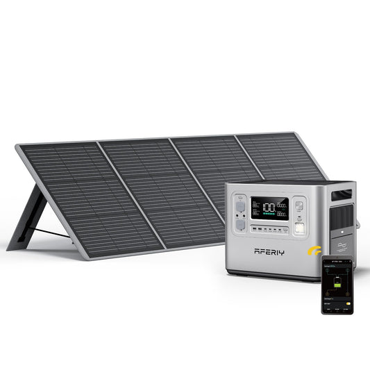 AFERIY 2400W Portable Power Station 2048Wh LiFePO4 with 200W Solar Panel – Solar Generator Kit, App Control, 230V