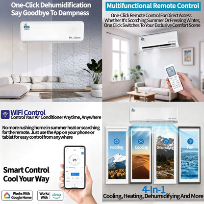 18000 BTU Split Air Conditioner with Heat Pump – Wall Mounted Mini Split AC, Wi-Fi, 5.3 kW, A++, 240V
