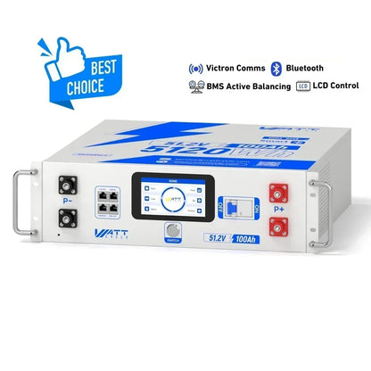 48V 100Ah LiFePO4 Server Rack Battery 5120Wh – Solar Battery Storage for Off-Grid & Home Backup